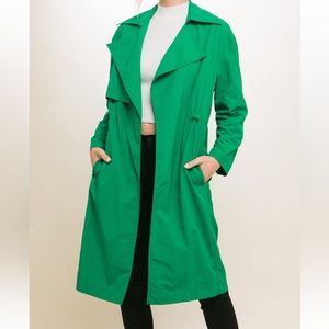 Open Front Trench Coat—GREEN
